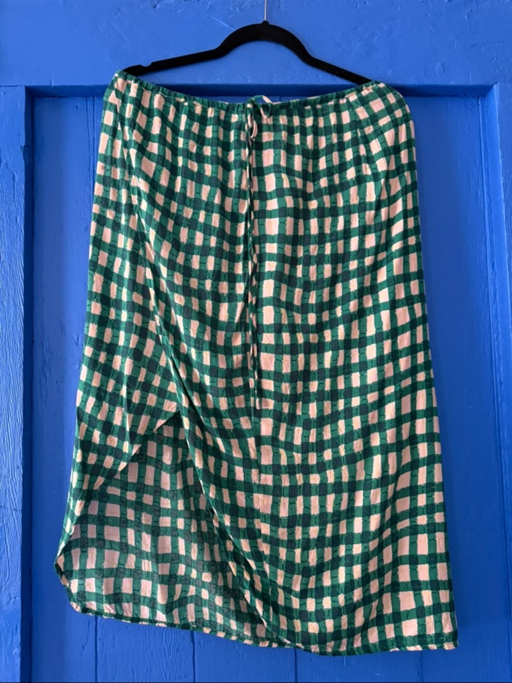 Green and Pink Windowpane Skirt
